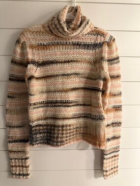 A.L.C. Textured Chunky Knit Sweater in Cream and Blush size S